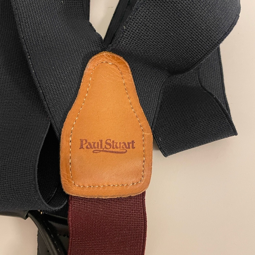 Vintage Paul Stuart Mens Suspenders Braces Made in England Navy And Burgundy